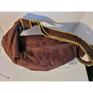 Nine West Handbag Purse Brown Tan Leather Suede Hobo Medium Bag